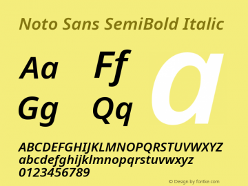 Noto Sans SemiBold Italic Version 2.003 Font Sample