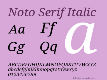Noto Serif Italic Version 2.003 Font Sample