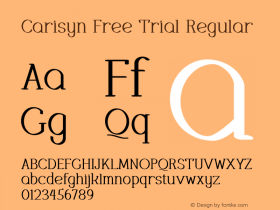 Carisyn Free Trial Version 1.00;April 2, 2021;FontCreator 13.0.0.2683 64-bit Font Sample