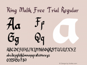 King Malik Free Trial Version 1.00;April 29, 2021;FontCreator 13.0.0.2683 64-bit Font Sample