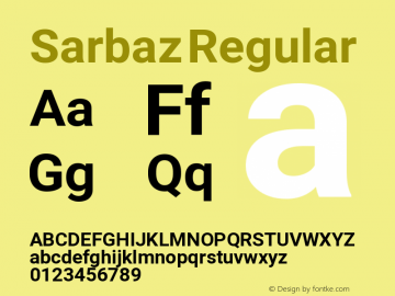 Sarbaz Version 1.00;July 25, 2019;FontCreator 11.5.0.2430 64-bit Font Sample