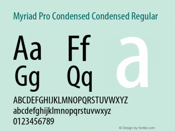 Myriad Pro Condensed Regular Version 2.037;PS 2.000;hotconv 1.0.51;makeotf.lib2.0.18671图片样张
