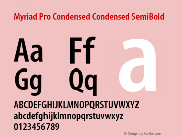 Myriad Pro Condensed SemiBold Version 2.037;PS 2.000;hotconv 1.0.51;makeotf.lib2.0.18671图片样张