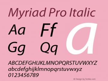 MyriadPro-Italic Version 2.037;PS 2.000;hotconv 1.0.51;makeotf.lib2.0.18671图片样张