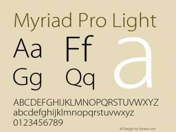 Myriad Pro Light Version 2.037;PS 2.000;hotconv 1.0.51;makeotf.lib2.0.18671图片样张