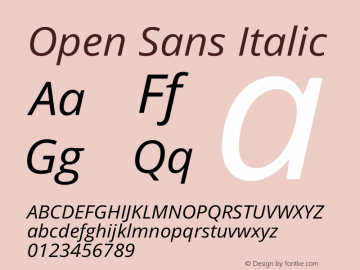 OpenSans-Italic Version 1.10图片样张