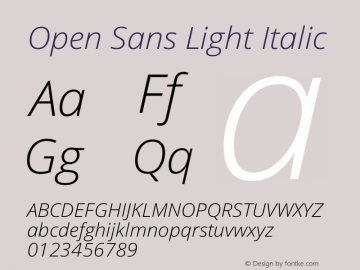OpenSans-LightItalic Version 1.10 Font Sample