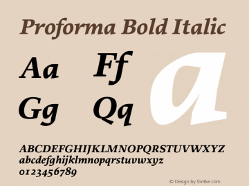 Proforma-BoldItalic 001.000 Font Sample