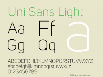 UniSans-Light Version 001.029;com.myfonts.easy.font-fabric.uni-sans.light.wfkit2.version.4c6n图片样张