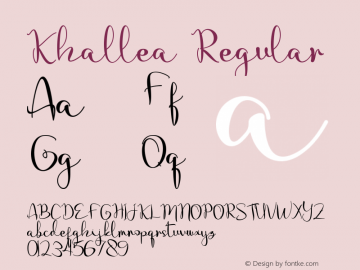 Khallea Version 1.00;May 9, 2021;FontCreator 13.0.0.2683 32-bit Font Sample