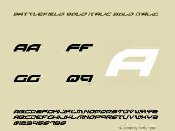 Battlefield Bold Italic Bold Italic 3 Font Sample