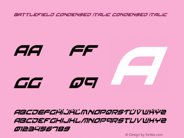 Battlefield Condensed Italic Condensed Italic 3 Font Sample
