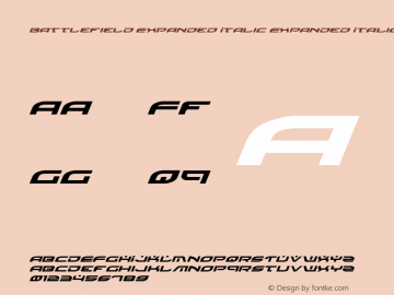 Battlefield Expanded Italic Expanded Italic 3 Font Sample