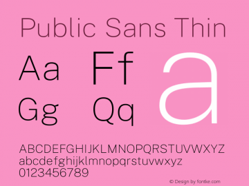 Public Sans Thin Version 2.000 Font Sample