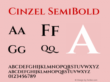 Cinzel SemiBold Version 2.000图片样张