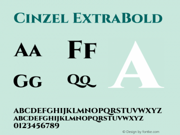 Cinzel ExtraBold Version 2.000 Font Sample
