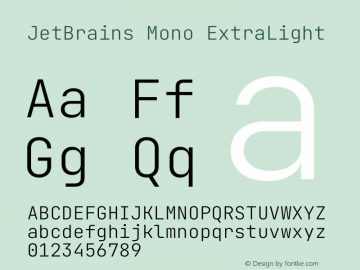 JetBrains Mono ExtraLight Version 2.211 Font Sample