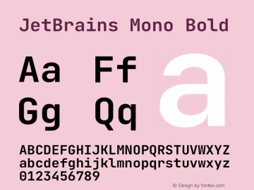 JetBrains Mono Bold Version 2.211 Font Sample