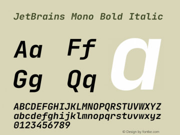 JetBrains Mono Bold Italic Version 2.211图片样张