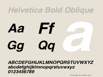Helvetica Bold Oblique Unknown图片样张