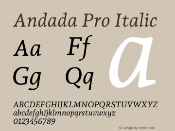 Andada Pro Italic Version 3.003 Font Sample