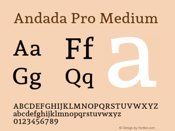 Andada Pro Medium Version 3.003; ttfautohint (v1.8.3) Font Sample