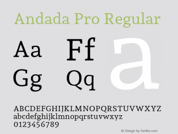 Andada Pro Regular Version 3.003; ttfautohint (v1.8.3)图片样张
