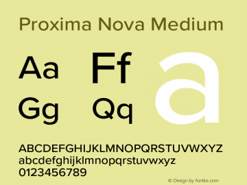 Proxima Nova Medium Version 3.018;PS 003.018;hotconv 1.0.88;makeotf.lib2.5.64775 Font Sample