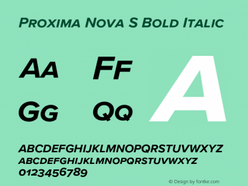 Proxima Nova S Bold It Version 3.018;PS 003.018;hotconv 1.0.88;makeotf.lib2.5.64775 Font Sample