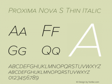 Proxima Nova S Thin It Version 3.018;PS 003.018;hotconv 1.0.88;makeotf.lib2.5.64775 Font Sample