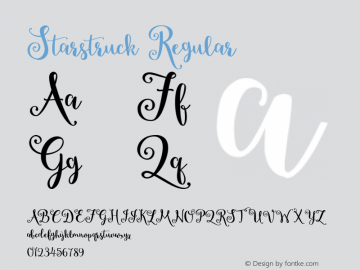 Starstruck Regular Version 1.0 Font Sample