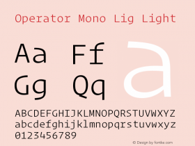 Operator Mono Lig Light Version 1.200 Font Sample