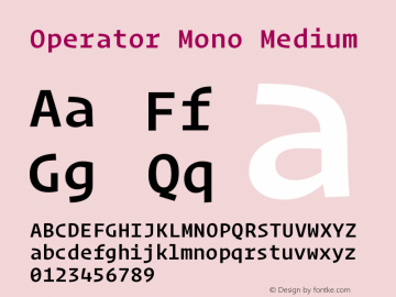 Operator Mono Medium Version 1.200 Font Sample