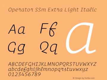 Operator SSm XLight Italic Version 1.200 Pro Font Sample