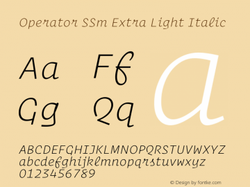 Operator SSm XLight Italic Version 1.200 Pro图片样张