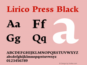 LiricoPress-Black Version 3.001 Font Sample