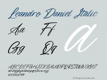 Leandro Daniel Italic Version 1.00;May 27, 2021;FontCreator 13.0.0.2683 64-bit图片样张