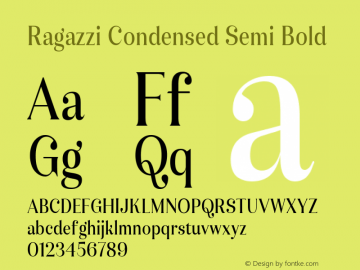 Ragazzi-CondensedSemiBold Version 1.000 Font Sample