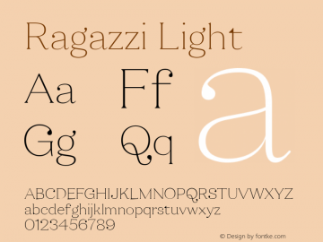 Ragazzi-Light Version 1.000 Font Sample