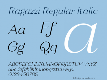 Ragazzi-RegularItalic Version 1.000图片样张