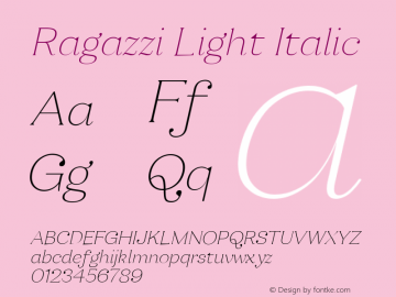 Ragazzi-LightItalic Version 1.000图片样张