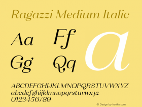 Ragazzi-MediumItalic Version 1.000 Font Sample