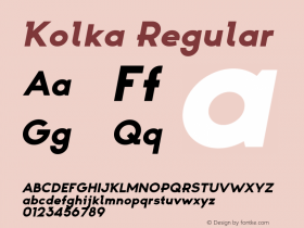 Kolka ExtraBold Italic Version 1.00 Font Sample