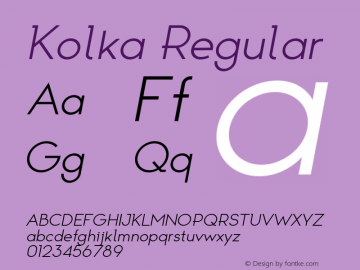 Kolka Light Italic Version 1.00 Font Sample