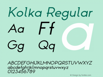 Kolka Regular Italic Version 1.00 Font Sample