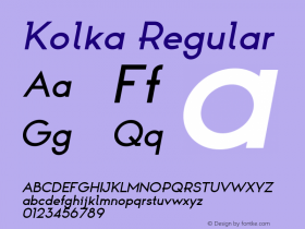 Kolka Medium Italic Version 1.00 Font Sample
