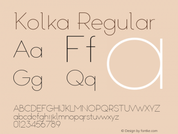 Kolka Thin Version 1.00 Font Sample
