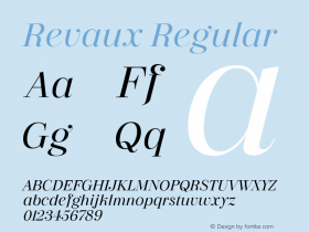 Revaux Medium Italic Version 1.00 Font Sample