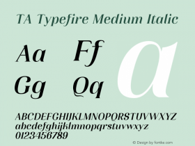 TATypefire-MediumItalic Version 2.000 Font Sample