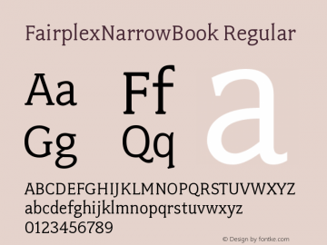 FairplexNarrowBook Regular Version 1.0; release Font Sample